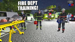 FIREFIGHTER TRAINING WITH REAL LIFE FD!| Multiplayer Flashing Lights Game