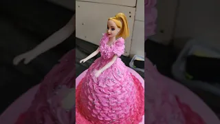 pink colour barbie doll cake #shortsvideo