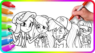 Coloring Pages EQUESTRIA GIRLS | Easy and Simple Drawing Tutorial Art | How to color My Little Pony