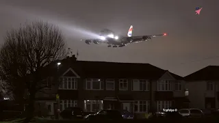 It's hard to sleep here ! Airbus A380 Nighttime Approach near Homes!