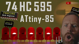 Shift Register 74HC595 with and without ATtiny-85 micro-controller | add in-/outputs to your project