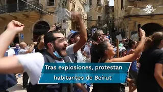 Chocan manifestantes y policías en Líbano