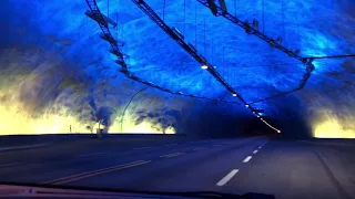 Лердальский тоннель/Lærdalstunnelen, Норвегия. Подсветка в туннеле