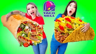 OMG! CRAZY TACO & FRIES CHALLENGE! FUNNY EATING ONLY FAST FOOD IN 24 HOURS BY SWEEDEE