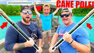 CANE POLE Fishing Challenge 1v1v1 (BIGGEST FISH!)