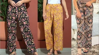 تفصيل وخياطة سروال ( بنطلون ) واسع بدون جيوب / من السهل جدًا خياطة السراويل الواسعة / Sew wide pants