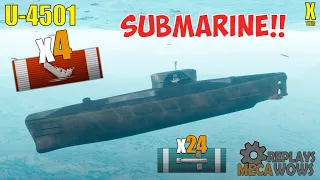 Submarine U-4501 4 Kills & 153k Damage | World of Warships Gameplay