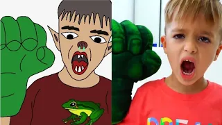 Vlad and Nikita Dress Up Superheroes and Help Mom ! funny drawing meme ! art and animation