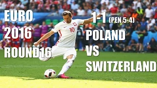 Euro 2016 Round16: Poland vs Switzerland 1-1 (pen.5-4) all goals highlight lHD