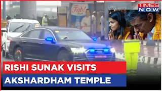 UK PM Rishi Sunak Visits Akshardham Temple In Delhi With Wife Akshata Murthy | G20 Meet 2023 | News