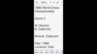 Chess champion #1 Steinitz, 1886: Game 2 - Steinitz vs Zukertort