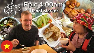 HANOI STREET FOOD & Long Bien Market at 4:00am