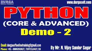 PYTHON tutorials || Demo - 2 || by Mr. N. Vijay Sunder Sagar On 26-04-2024 @8AM IST