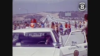 Bicycle riders on San Diego's new Interstate 805 in 1972