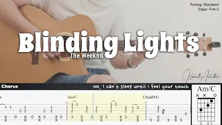 Blinding Lights - The Weeknd | Fingerstyle Guitar | TAB + Chords + Lyrics