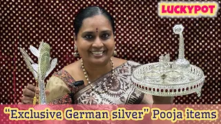 Luckypot exclusive German silver Pooja items #nandhinisvibes #luckypot #germansilver #poojaitems