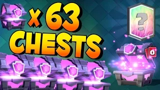 Clash Royale 8 LEGENDARY CARDS IN CHEST OPENING!? Opening 63 Magical Chests