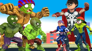 Avengers Team Super Hero Nick  vs Team Zombie Gold Hulk  Protect City - Scary Teacher 3D Hero