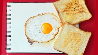 How to Paint Fried Egg with #Watercolor |  Watercolor Fried Egg Painting