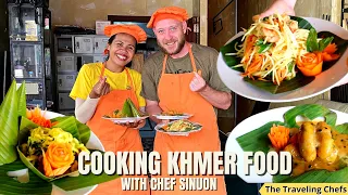 Learning HOW TO COOK KHMER FOOD in CAMBODIA! 🇰🇭 Siem Reap Travel Vlog 2023