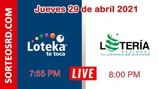 Loteka  y Lotería Nacional en VIVO │ Jueves 29 de abril 2021 – 7:55 PM. / 8:00 P.M.