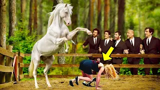 Girl Gets Thrown Into A Stallion's Pen For Fun. How The Horse Reacts Is Shocking!