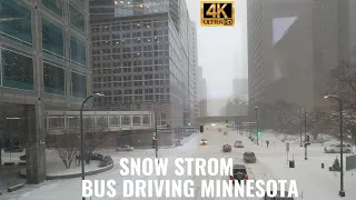 4K Snow storm Bus Driving | Extreme Snow storm |Minnesota