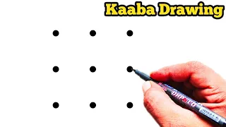 How to draw kaaba from 9 dots | Easy kaaba drawing | Dots drawing