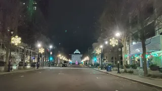 Raleigh NC - Driving Downtown Fayetteville st. Glenwood Ave Late Night Exploration Christmas Lights