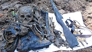 Раскопки в Рамушевском коридоре смерти. Бои за Кулаково ☆ Russian soldier at the excavation WW2 #33
