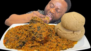 ASMR FUFU & EGUSI SOUP MUKBANG WITH MELUZA FISH |NIGERIAN FOOD| (No talking) ASMR