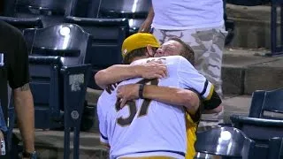 STL@PIT: Williams hugs dad after win in MLB debut