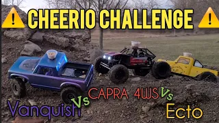 Cheerio Challenge! Capra 4ws vs element ecto vs vanquish vs4-10 ultra at Crawler County