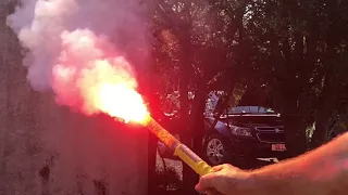 Handheld smoke flare demonstration