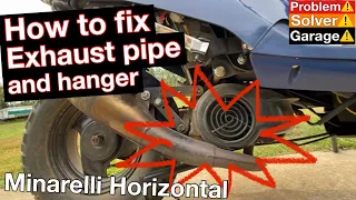 Scooter Exhaust Repair after hitting a rock. Minarelli Horizontal Exhaust pipe Hanger repair.