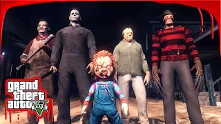 CHASED BY FREDDY KREUGER, MICHAEL MYERS, CHUCKY, JASON, LEATHERFACE!!! - GTA 5 HALLOWEEN SPECIAL MOD