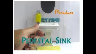 DIY Wood Pedestal Sink Dollhouse Miniature (holds water)Kohler