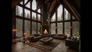 Cozy Cabin Ambience with Windy Rain 🌧️☔/ Relaxing Rain to Sleep