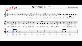 Sinfonia N.7 (L. van Beethoven) - Flauto dolce - Note - Spartito - Karaoke - Recorder - Instrumental