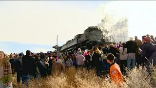 Big Boy, the world's largest steam engine, rolls through Strasburg