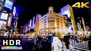 【4K HDR】Night Walk in Tokyo Ginza Luxury Shopping District (東京散歩) - Fall 2020