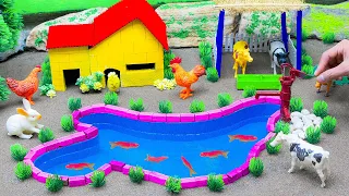 DIY Farm Diorama with mini Aquarium | Diy house for cow | Supply Water Pool for farm animals #89