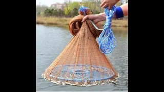 Fly Hand Cast Net Throw Catch drawstring casting Fishing net