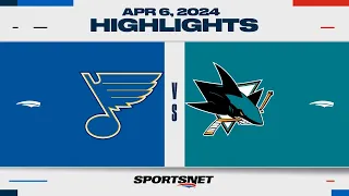 NHL Highlights | Sharks vs. Blues - April 6, 2024