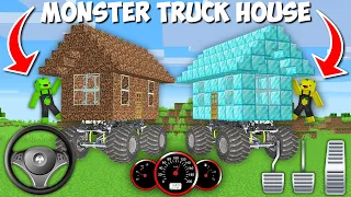 DIAMOND vs DIRT HOUSE BECOME A BIG MONSTER TRUCK in Minecraft ! NEW SECRET CAR !