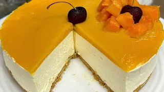 Mango Cheesecake | No Bake Cake | No Egg | No Gelatine | പഴുത്ത മാങ്ങ കൊണ്ട് രുചിയൂറും ചീസ് കേക്ക്