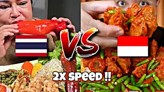 Thai🇨🇷 vs Indonesian🇮🇩  Mukbangers Eating compilations in 2x speed !! Asmr fast motion viral Eating