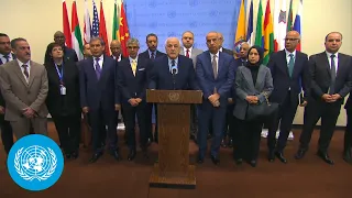 Palestine & Arab Group on the Situation in Gaza - Media Stakeout | Security Council | United Nations