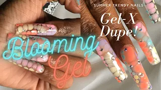 TRENDY SUMMER CROC PRINT NAIL ART USING BLOOMING GEL | BEGINNER FRIENDLY GEL-X DUPE NAIL TUTORIAL