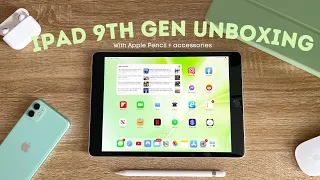 iPad 9th generation unboxing + accessories with 1st gen Apple Pencil ✨ asmr + aesthetic